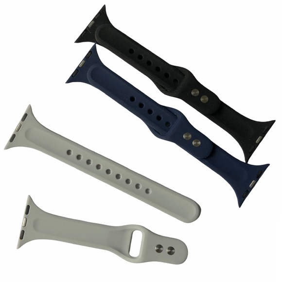 NEW 3 SLiM Silicone Sport Band Bundle Apple Watch 38/40/41mm M Black Gray Blue - Picture 3 of 7